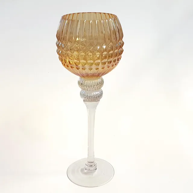 Goldbach windlicht - glas - oker / oranje - 35cm hoog