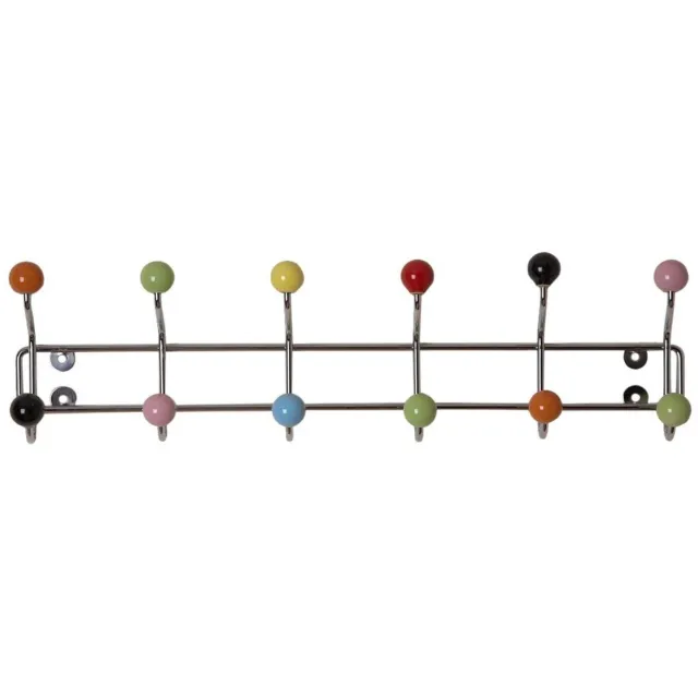 Famanu Wandgemonteerde Kapstok met 12 Haken, Chroom/Multi, 55 x 6 x 12 cm