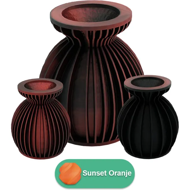 Lovora Elin moderne vaas – Decoratieve vaas - Sunset Oranje - 3d geprinte vaas – geschikt voor droogbloemen - 25CM