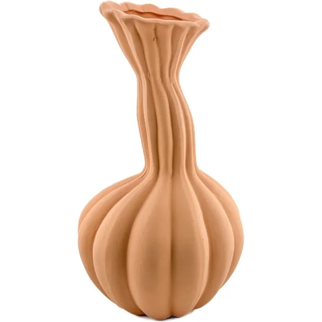 homebound by ky Aardewerk vaas organic sandstone | 18x18x29cm | bloemenvaas keramiek organisch oranje