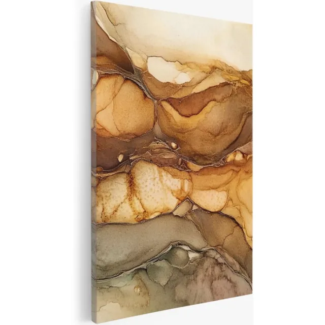 Saammp Canvas Schilderij - Brons marmer - Abstract - 20x30 - Foto op canvas - Wanddecoratie - Muurdecoratie Woonkamer - Slaapkamer decoratie - Canvas Print Multicolor