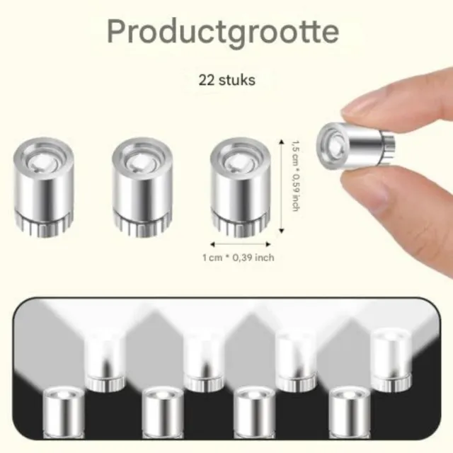 longziming Mini LED Lampjes Set - Kleine LED Verlichting - Decoratieve Lampjes - Compact formaat - Eenvoudige bediening - Kunststof - Sfeerverlichting - Energiezuinig - Flexibel gebruik - 22 stuks (wit licht)