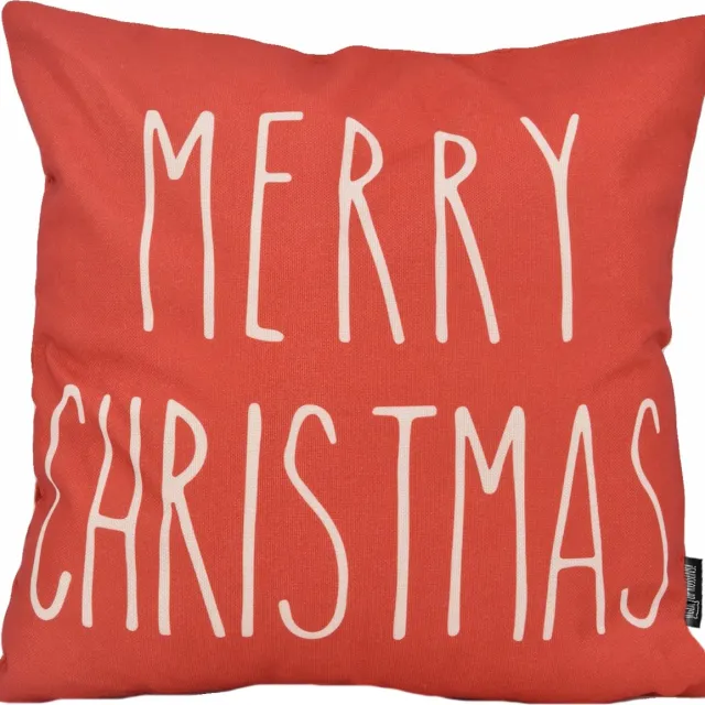 Gek op Kussens! Red 'Kerst' Christmas Kussenhoes | Katoen / Linnen | 45 x 45 cm Rood/Beige