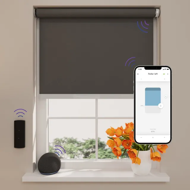 DTCH Elektrisch Rolgordijn Verduisterend - Easy Soft - Black - 210 x 190 cm - Motionblinds CMD-02-P