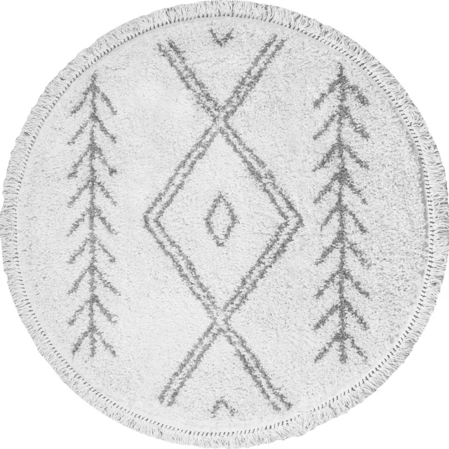 Veer Carpets Vloerkleed Rabat Cream Rond ø80 cm - Hoogpolig Vloerkleed – Berber / Bohemian Design