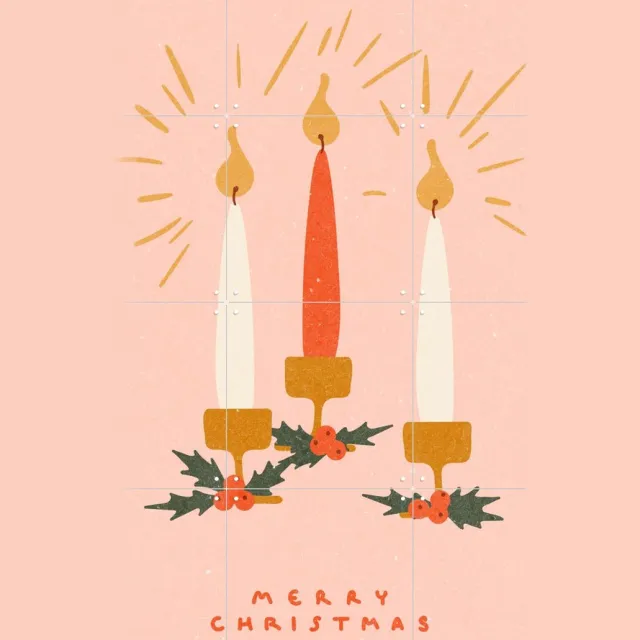 IXXI Christmas Candles, NKTN & Various - 60 x 80 cm - Grote wanddecoratie en posters - Illustraties, Speels, Woonkamer, Seizoensgebonden, Winter Roze