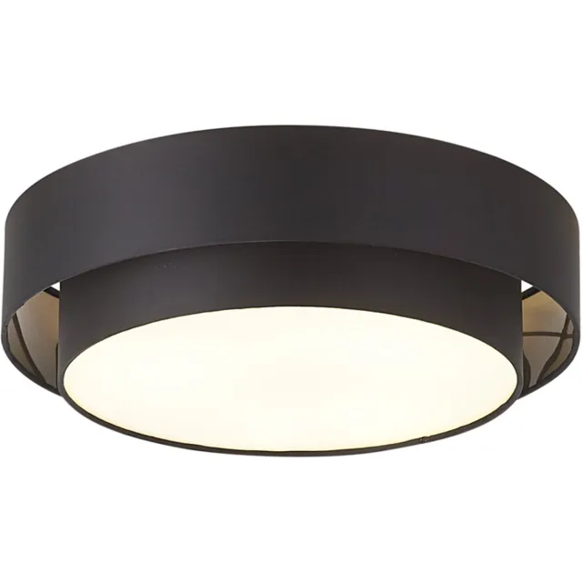 QAZQA drum duo - Moderne Plafondlamp - 3 lichts - Ø 50 cm - Zwart - Woonkamer | Slaapkamer | Keuken
