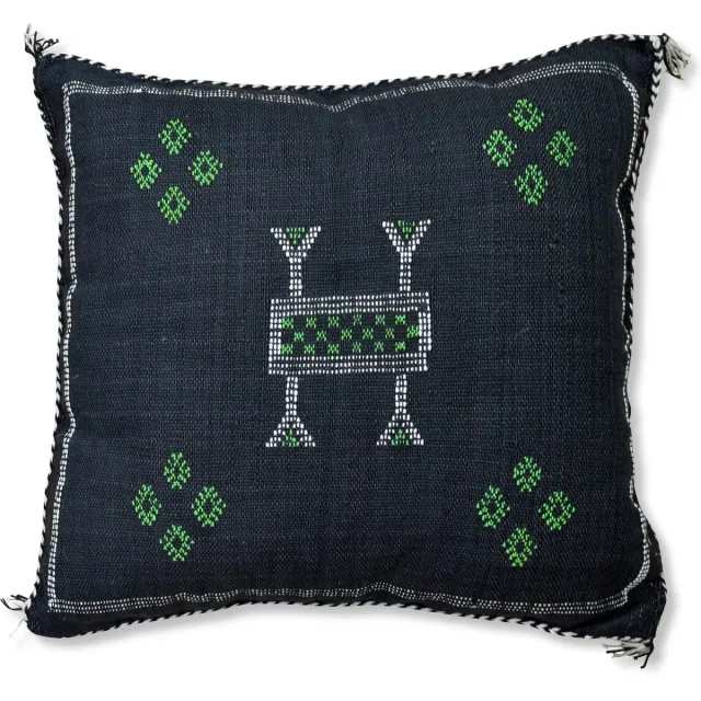 Poufs&Pillows Cactus zijde kussen - Sabra - Handgemaakt & Uniek Sierkussen - 50 cm x 50 cm - Zwart