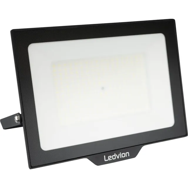 LEDVION ECO LED-schijnwerper buiten, IP65, 150W, 110lm/W, koel wit, 6500K, superhelder, breedstraler, buitenlamp Zwart
