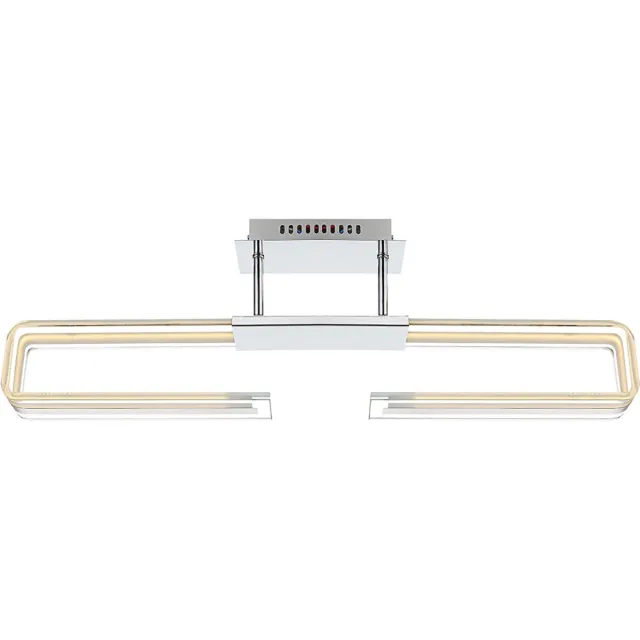 Globo Lighting LED plafondlamp design glas boog gesatineerd keukenlamp chroom, 13.5W 1030Lm warm wit, LxBxH 71x6x23 cm zilver