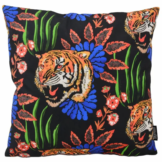 Gek op Kussens! Sierkussen Tiger Style | 45 x 45 cm | Katoen/Polyester Blauw/Zwart