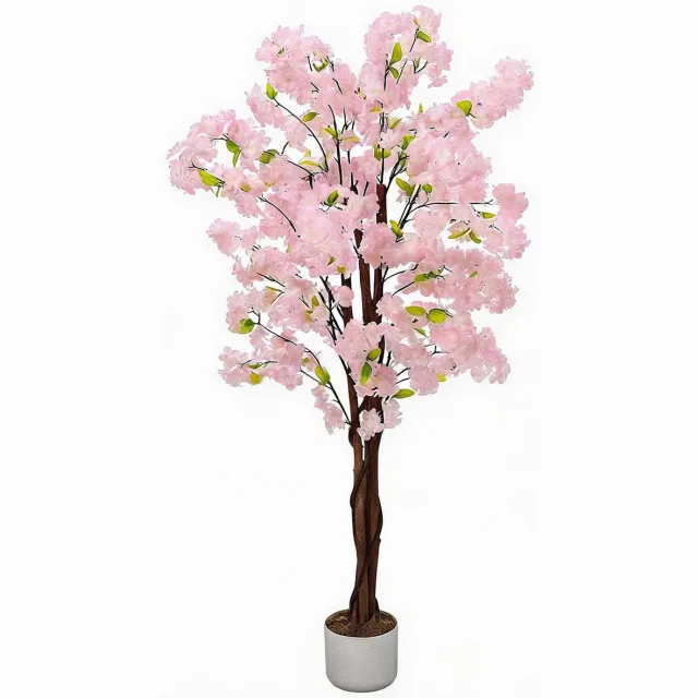 Triumpunpre Decoratieve kersenbloesem kunstboom - 150 cm - natuurgetrouwe roze bloemen - hoogwaardige pot - interieur en evenement decoratie