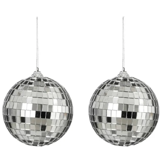 Mica Decorations Ornament spiegel Kerstballen zilver - 2 stuks (ø10cm)