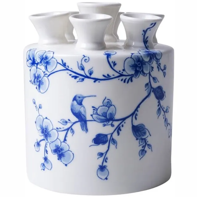 Heinen Delfts Blauw Tulpenvaas cilinder - Orchidee - Keramiek - 16 cm Delfts blauw
