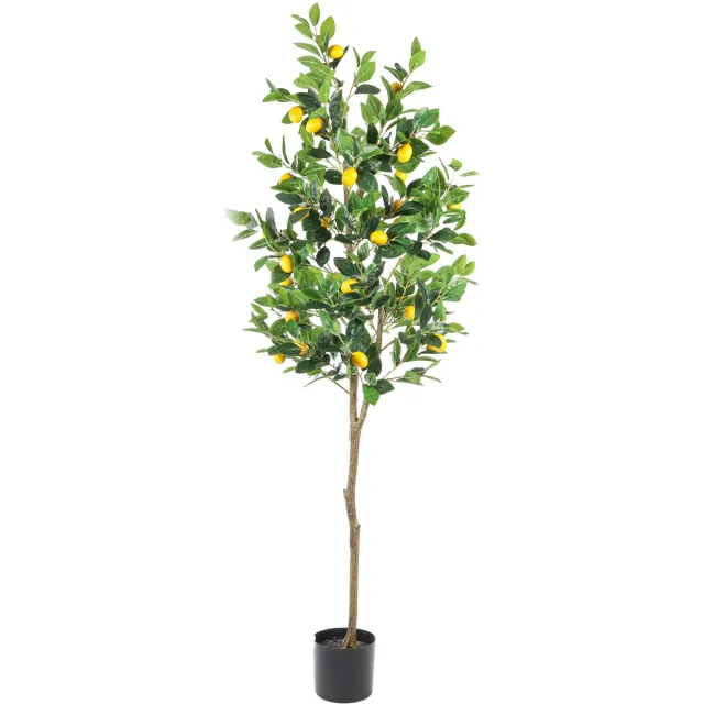 Kunstpalm Kunst Citroenboom – 180 cm – Kunst Fruitboom met Citroenen - Citrus kunstplant Geel