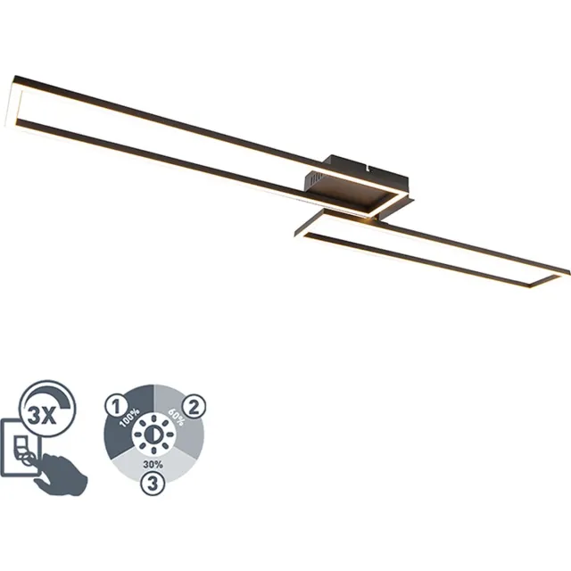 QAZQA plazas - Moderne Dimbare LED Plafondlamp met Dimmer - 1 lichts - L 1100 mm - Zwart - Woonkamer | Slaapkamer | Keuken Zwart LED