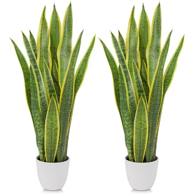 BOG Set Van 2 Grote Kunstplanten Sansevieria - 73 Cm - Kunstmatige Vrouwentong - Voor Woonkamer En Buiten - Indoor En Outdoor Planten - Tuin En Kantoor Decoratie GROEN