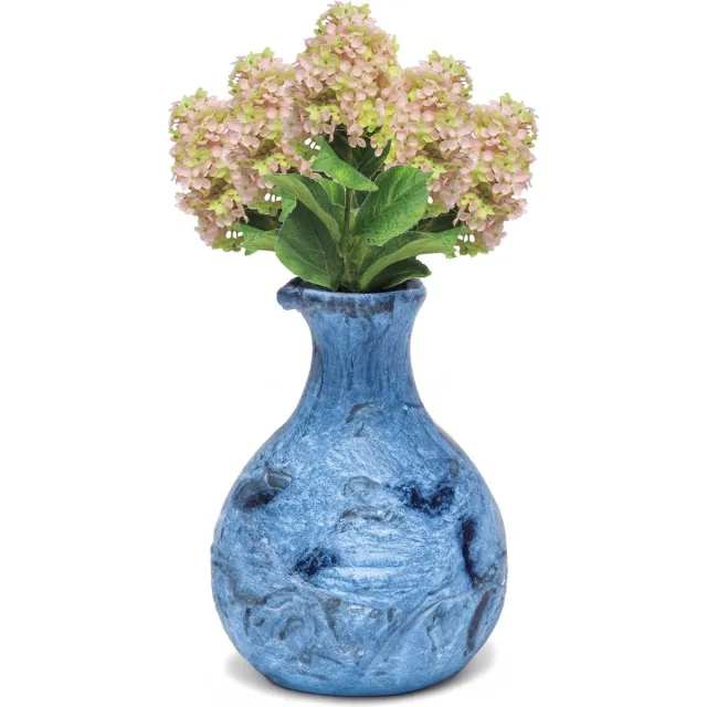 Bellatio Design Kunstbloem Pluimhortensia/hydrangea XL - 5x - 85 cm - losse steel - kunst zijdebloem - lichtroze