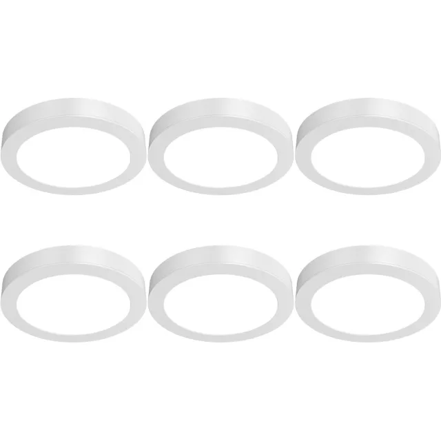 Qualu LED Paneel Slim Opbouw 6 Stuks - Kingtron Thin - 24W 2400lm 120° Bundelhoek - Helder/Koud Wit 6500K - IP40 - Rond - Wit - Ø300mm