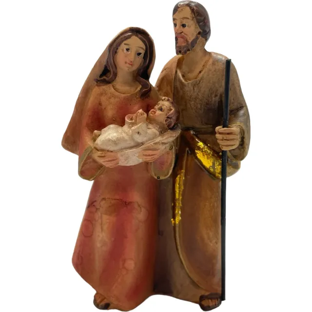 Dekoproject Kerststal Josef, Maria en kindeke Jezus 7 cm hoog Rood, wit, goud, bruin