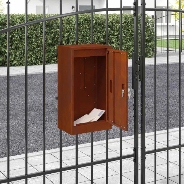 vidaXL Brievenbus met opslag Roestig 30 x 20 x 55 cm weervast staal Bruin
