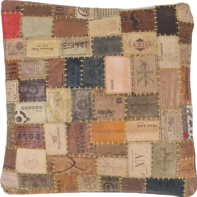 Veer Carpets Kussen Royal Labels 45 x 45 cm - Luxe Sierkussen met Vintage Labels Design Bruin