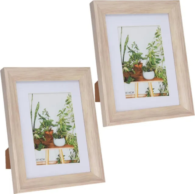 Home & Styling 2x stuks kunststof fotolijst met hout look geschikt voor een foto van 15 x 20 cm Bruin
