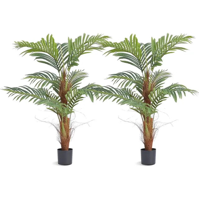 Mila Shop Kunstplant - Palmboom - Kunstboom - Realistische details - Exotisch - Onderhoudsvrij - Inclusief pot - Antislip bescherming - 122cm Groen