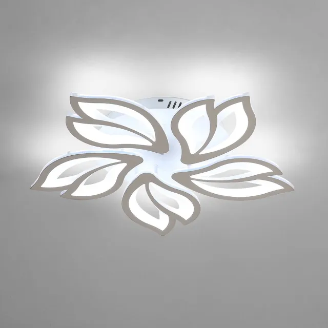 Riserva LED Plafondlamp Bloem Design - 65W - 7200 lm - 6500K Koel Wit - Wit - Moderne Plafonnière voor Woonkamer, Slaapkamer, Keuken en Eetkamer