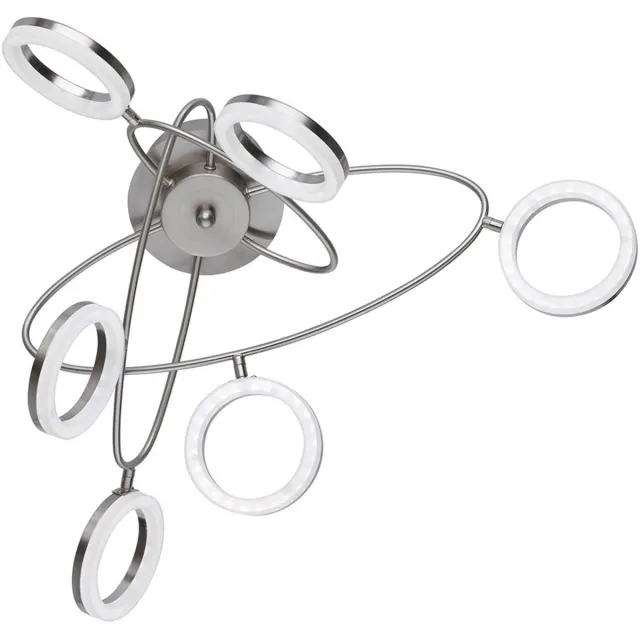 Wofi Plafondlamp dimbaar LED plafondlamp woonkamer met beweegbare spots, mat nikkel, 6x 4.5W 6x 320lm warm wit, LxH 60 x 30 cm Wofi 9295.06.64.6100 zilver