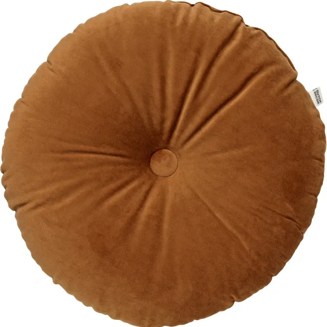 Dutch Decor OLLY - sierkussen Ø38 cm - rond velvet - Tobacco Brown - bruin