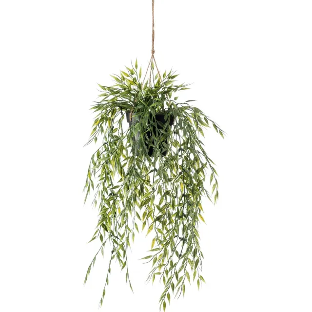 Emerald Kunst Hangplant in pot Bamboe 50cm - Kunstplant voor binnen Groen
