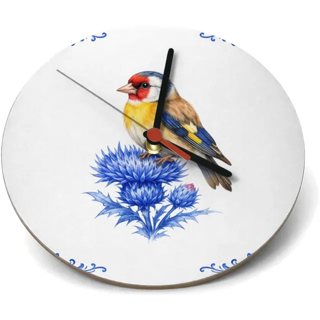 Mr Cadeautjes Klok rond Ø 19 - design Klassieke botanische vogelprint met een andere tuinvogel en | cadeau Wit