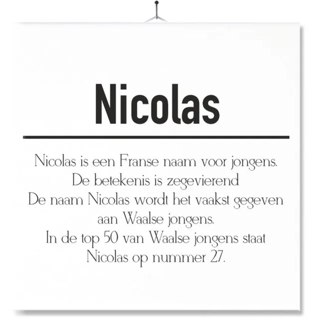 MC Living Tegel Met Opdruk | Betekenis | Kado | Cadeau | Met Naam - Nicolas Multi-Color