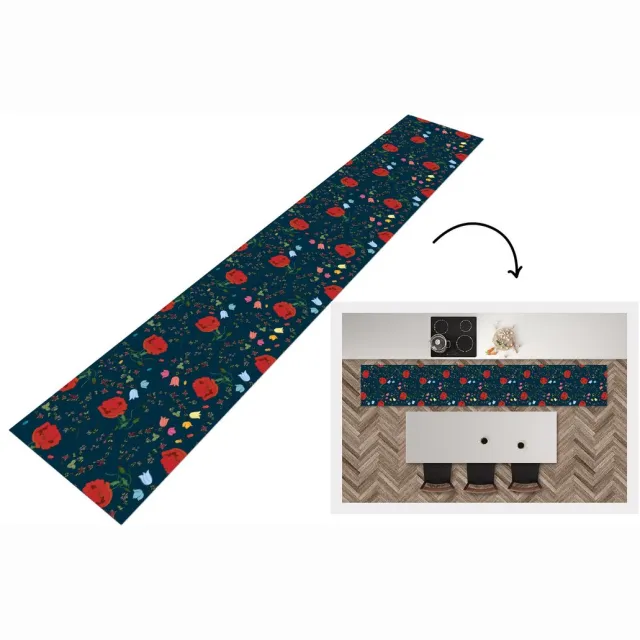 KitchenYeah Keukenloper - Keukenmat - Regenboog - Bloemen - Design - Keuken vloerkleed Multicolor