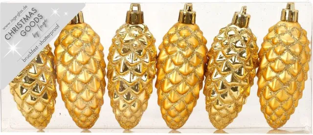 Christmas goods Kersthangers - 6x - dennenappels - goud - 9 cm - kerstornamenten Goudkleurig