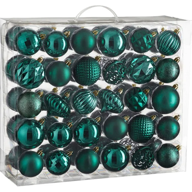 Mica Decorations kerstballen onbreekbaar petrol - 60 stuks Ø7cm (ø7 cm) Blauw