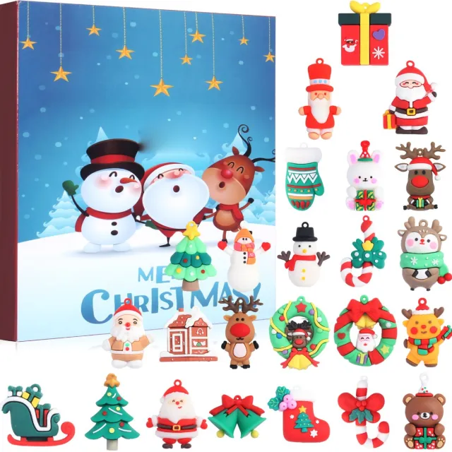 SWGOTA 1 stuk - Blind box - Kerst blind box - Adventskalenders - 3D-beeldje hanger - 24-daagse verrassingsbox - Kerstboomversiering - Adventskalender - Countdown-cadeau - Diverse kleuren