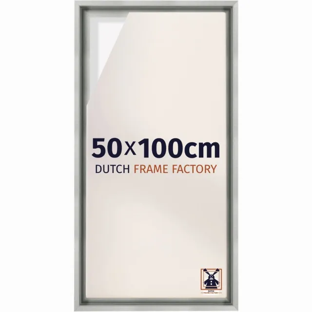 Dutch Frame Factory Baklijst 50x100 cm - Zilver Mat - Geschikt voor Canvasdoek - MDF Baklijst Lausanne