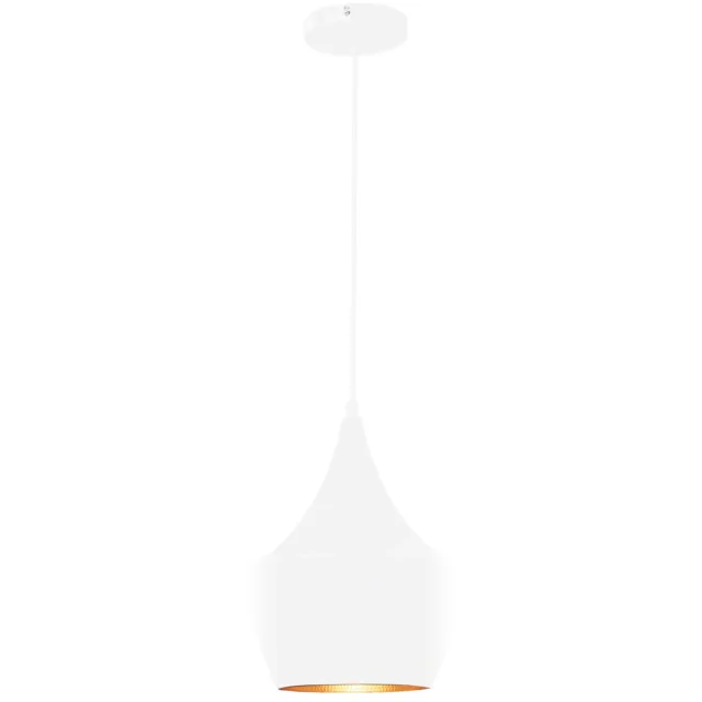 QUVIO Hanglamp modern - Rond met koperen binnenkant - Diameter 25 cm - Wit