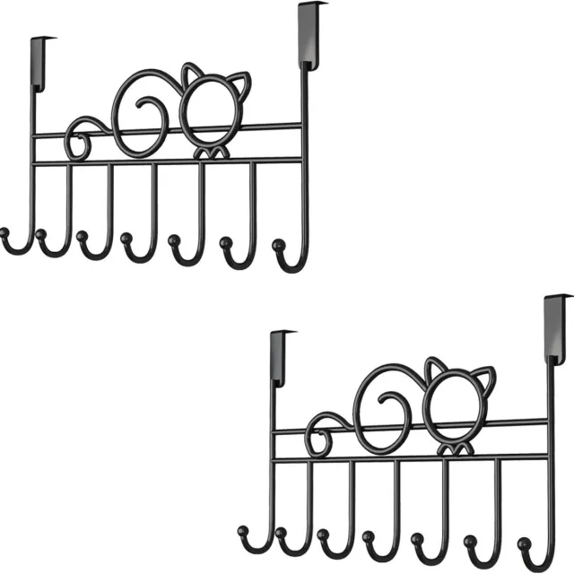 Bobypet Kapstok - Kapstok muur 2-delige set - 41x21 cm - Deurhanger zonder boren - Stabiel en stil - Kapstok hangend - Voor Jassen, Handdoeken en Tassen - Zwart