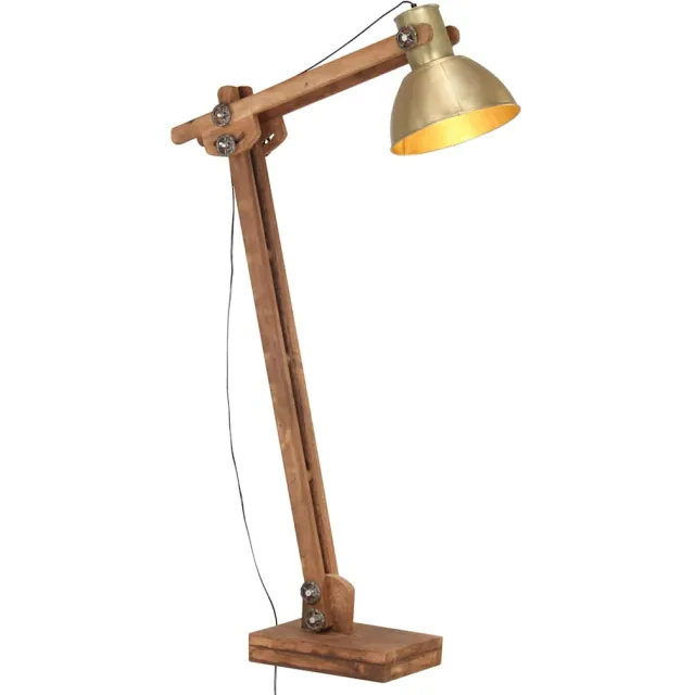 vidaXL Vloerlamp E27 massief mangohout messingkleurig Goud