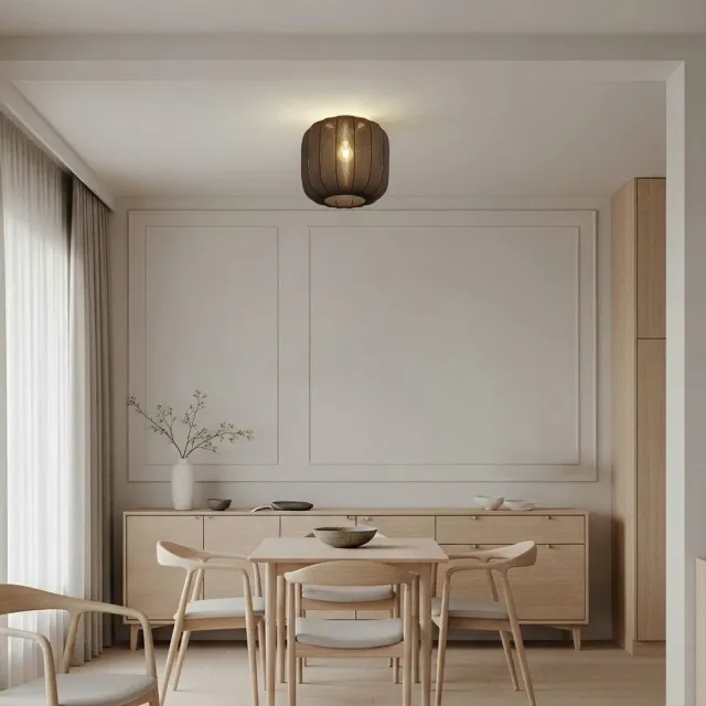 Lindby plafondlamp - 1licht - Stof - H: 32 cm - E27 - zwart