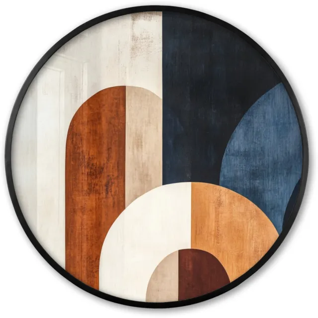 FrameYourWall Poster in lijst Rond - Fotolijst 80x80 cm - Posters - Abstract - Vormen - Donkerblauw - Ronde posterlijst zwart - Decoratie - Wanddecoratie woonkamer - Muurdecoratie slaapkamer
