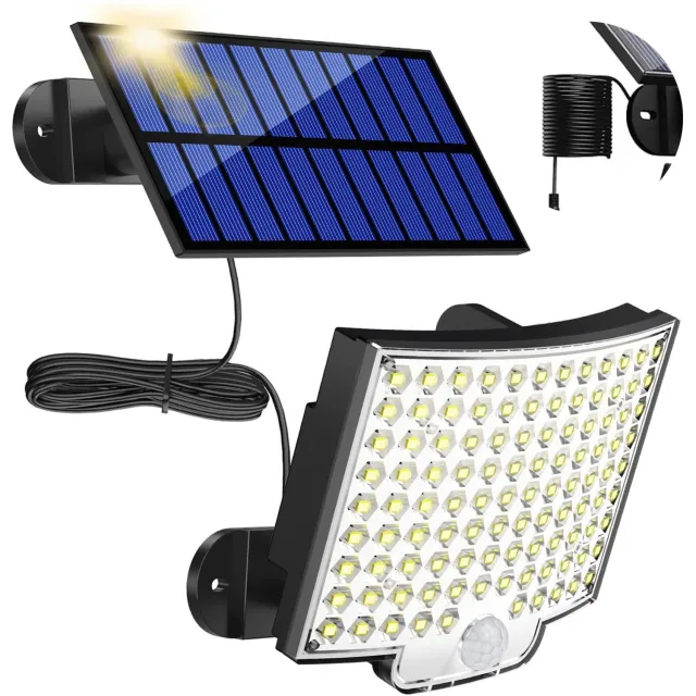 OKWISH Tuinlamp Bewegingssensor - Floodlight - Bouwlamp – Solarlamp Voor Tuin Oprit En Poort – IP65 – 150 x 130 x 50 mm – Aluminium – Zwart