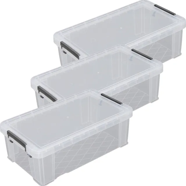 Whitefurze Opbergbox - 3x stuks - 5.8 liter - Transparant - 35 x 19 x 12 cm - kunststof - opslag oplossingen - kist - met deksel