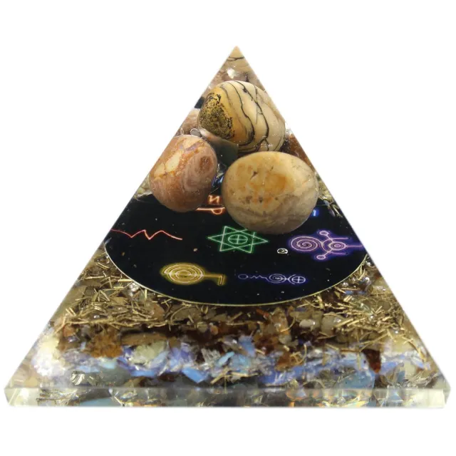 Ancient Wisdom Orgonite Piramide - Middernacht Reiki - 70mm Goud