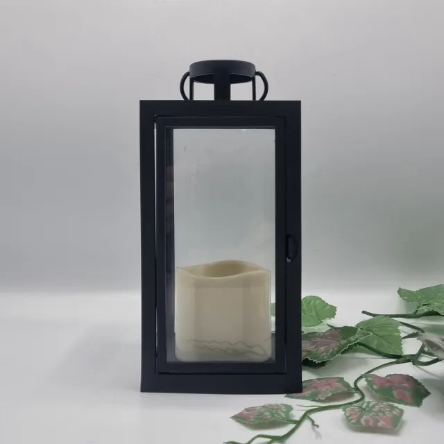 Cortina Lantaren - LED-kaars - 6/23/YZE - Zwart - Warm wit - Windlicht - Graflantaarn - Grafdecoratie