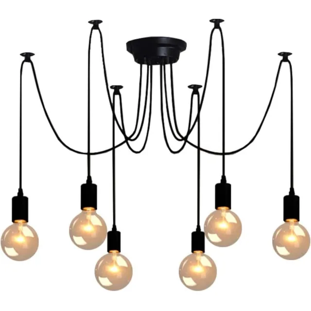 Tovbmup Kroonluchter - Vintage kroonluchter - DIY lamp - Zwart - 6 E27 lamphouders