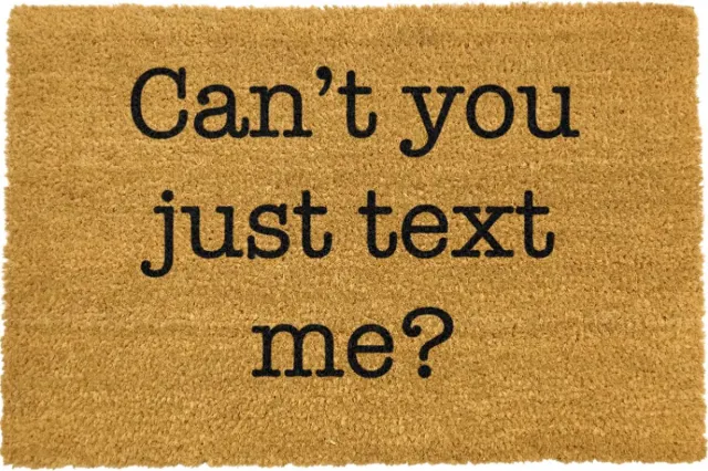 MadDeco kokos deurmat - Can't you just text me? - duurzaam gemaakt in europa - 60 x 40 cm beige / zwart